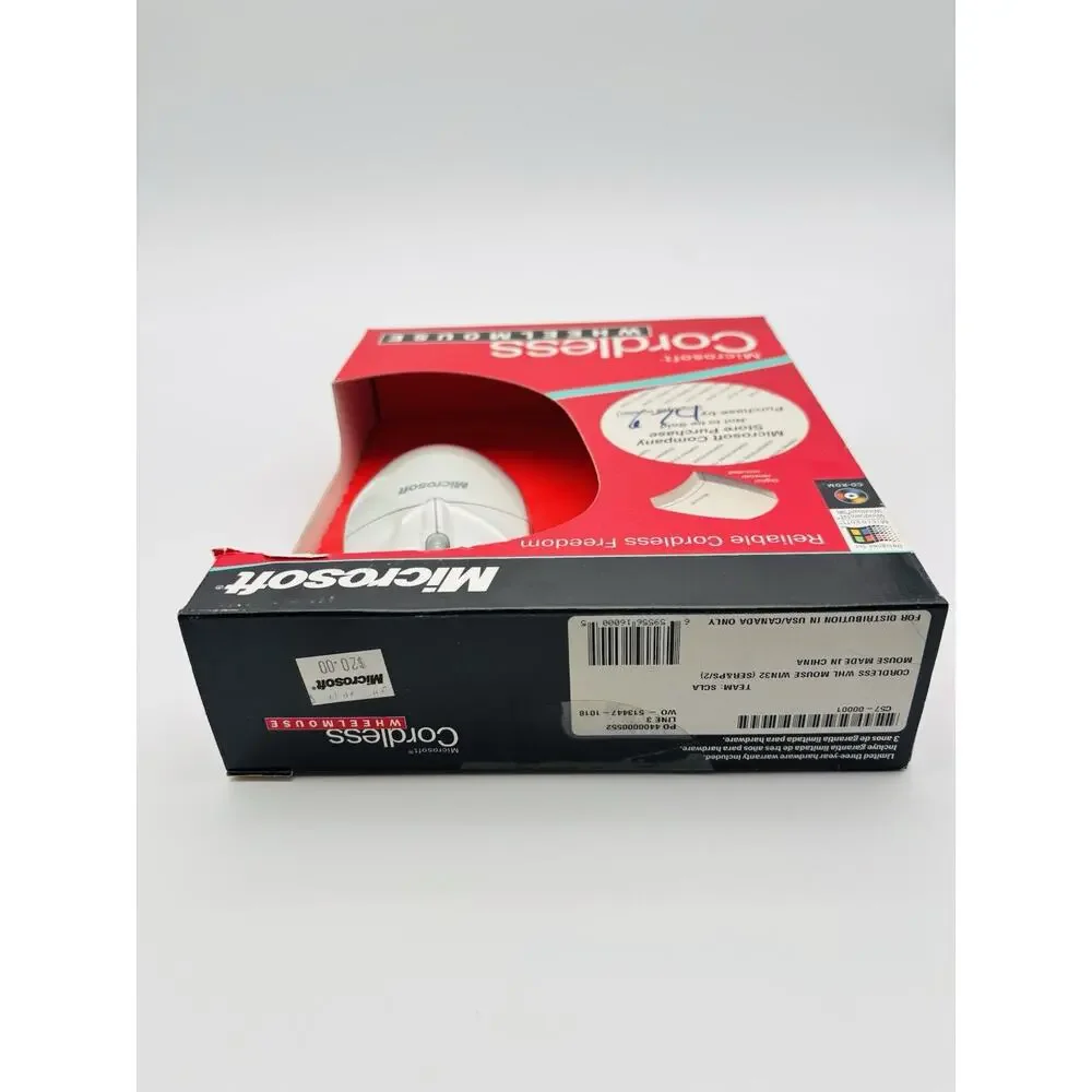New Vintage Microsoft Cordless Wheel Mouse Wireless Retro. Sealed.